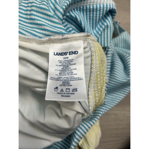 Lands End Pastel Rainbow Seersucker Striped Tankini top Size 22W red yellow swim - Picture 7 of 7